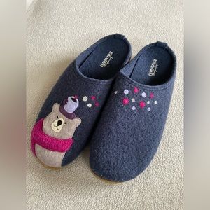 BEAR Navy Wool House Slippers